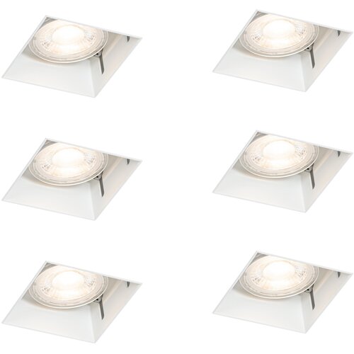 QAZQA Set van 6 inbouwspots wit GU10 50mm trimless - Oneon Cene