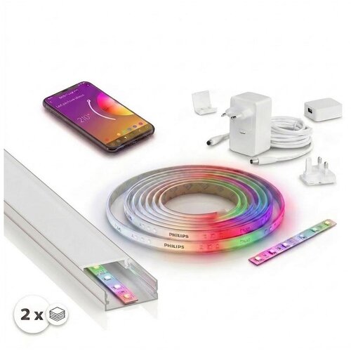  KOMPLET 1x LED RGBW traka WHITE AND COLOR LED/20W/230V 2 m + 2x ugradni profil 1 m Slike