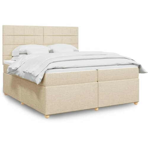  Krevet s oprugama i madracem krem 200 x 200 cm od tkanine Cijene