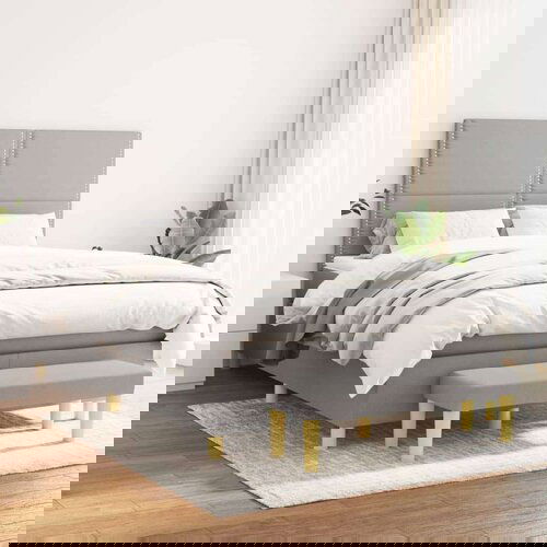  Box spring postelja z vzmetnico svetlo siva 140x200 cm blago, (20726532) Slike