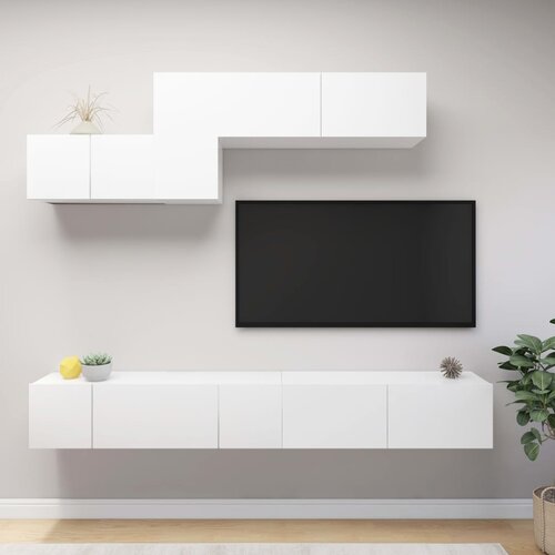 The Living Store Komplet TV omaric 6-delni bela inženirski les - Komplet TV Omaric, (21374702) Cene