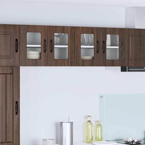  Zidni stakleni ormarić 2 pcs Smeđi hrast 60 x 31 x 40 cm Cene