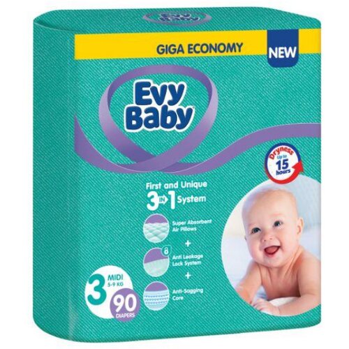 Evy Baby PELENE GIANT 3 MIDI 5-9KG 90KOM 3 U 1 Cene