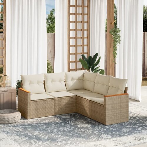vidaXL 5-dijelni vrtni set sofa s jastucima bež od poliratana Cijene