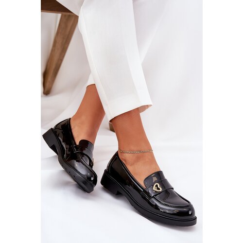 S. BARSKI Lacquered Women's Moccasins With Heart Black S.Barski Cijene