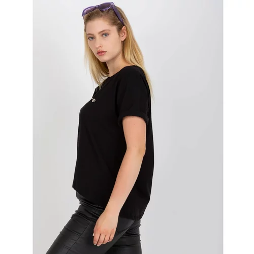 Fashion Hunters Black asymmetric plus size cotton t-shirt