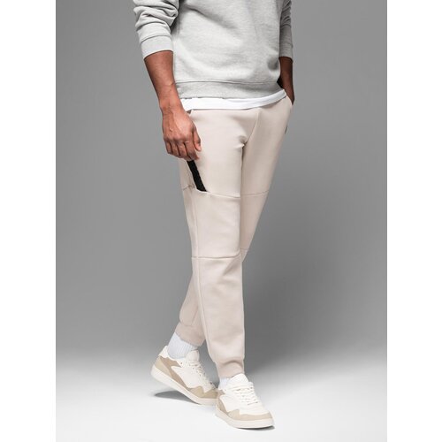 Ombre Men&amp;#039;s sweatpants with ribbed cuffs and decorative zipper - sand Slike