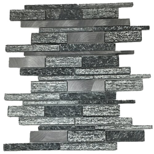  stakleni mozaik crno srebrni 300x315x8mm Cene