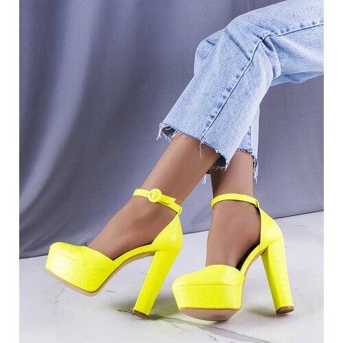 Gemre Yellow Neon High Block Heels Joy Slike