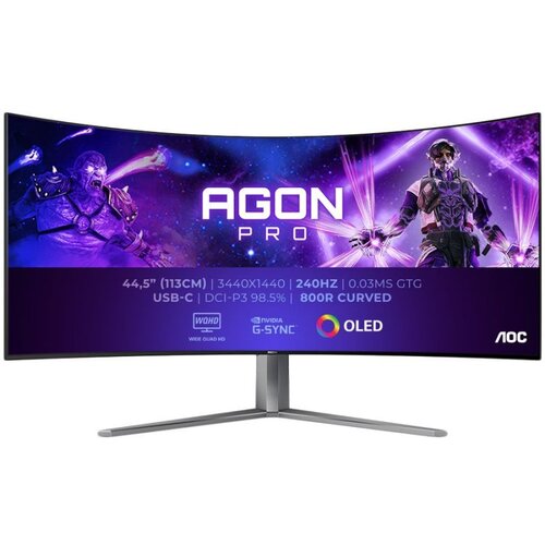 AOC Monitor LED AG456UCZD AGON PRO 44.5" Curved OLED 3440x1440 240 Hz 0.03ms HDR 10 1000 cd/m2 FreeSync Premium and G-Sync Compa Cijene