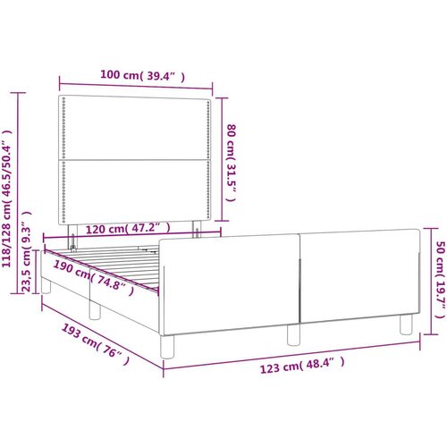 vidaXL Posteljni okvir z vzglavjem črn 120x190 cm tkanina Cene