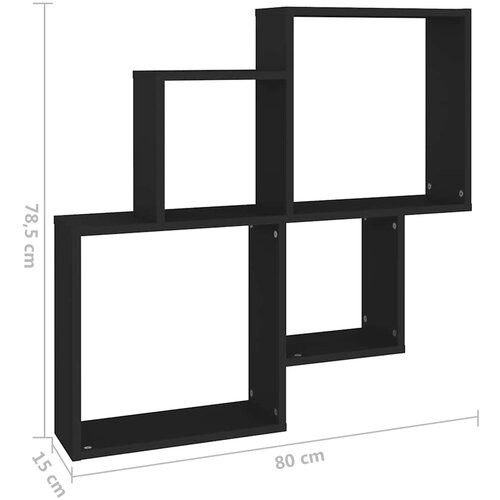  Kockaste zidne police crne 80 x 15 x 78,5 cm konstruirano drvo Slike
