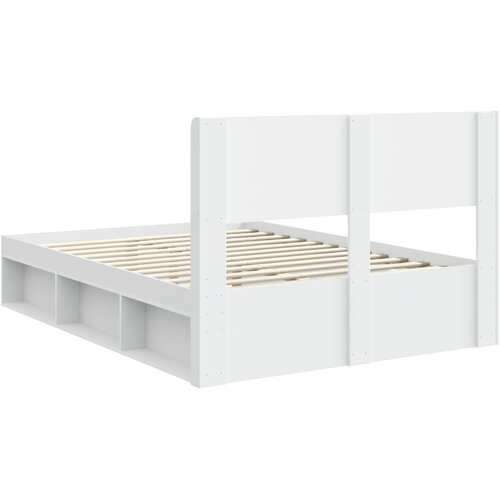  Krevetna konstrukcija s pohranom i uzglavljem Bijela 150 x 200 cm Slike