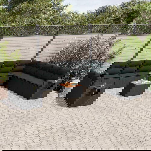 vidaXL 12-dijelni set vrtnih sofa od poliratana s jastucima crni Cijene