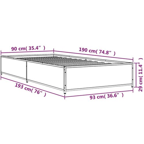VidaXL Okvir za krevet crni 90 x 190 cm od konstruiranog drvo i metal Slike