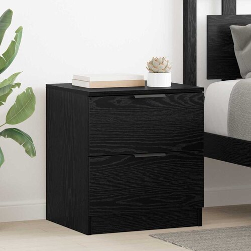 VidaXL Nočna omarica 2 pcs Črni hrast 45 x 39 x 50 cm Konstruiran les Slike