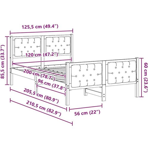  Okvir za krevet s uzglavljem Crna 120 x 200 cm tkanina Slike