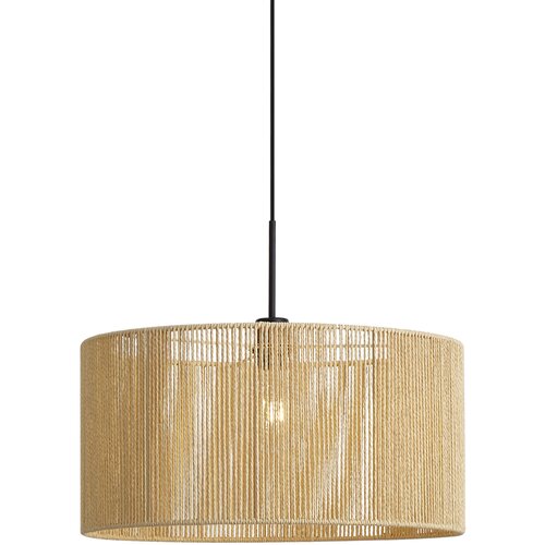 QAZQA Hanglamp zwart met beige papieren touw kap 50/50/25 - Combi 1 Slike