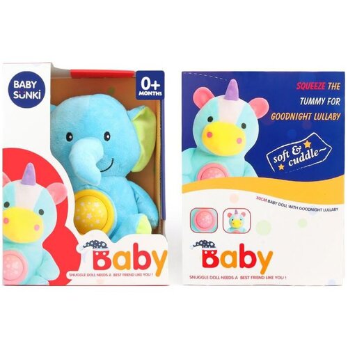 BABY SUNKI Pli&scaron;ani slon sa svjetlom 067429, Plavi Cijene