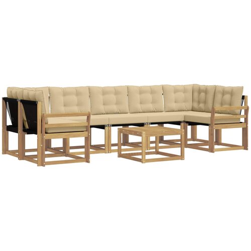  Set vanjskih sofa 8 kom. Bijela i bež Slike