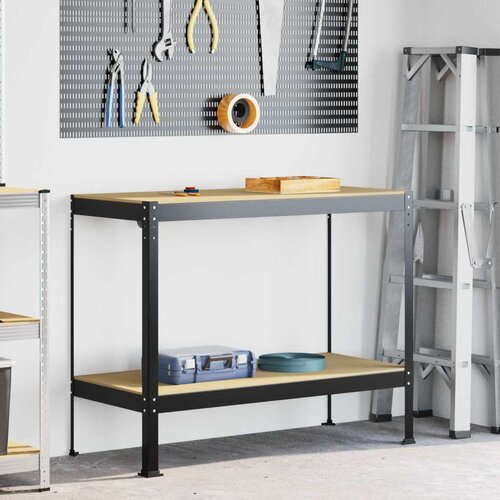  Radne klupe s policom Crna 81 x 41 x 145 cm Konstruirano drvo Cijene