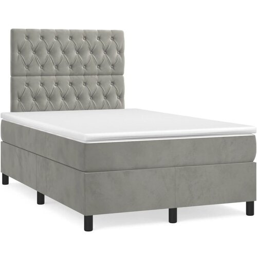 VidaXL Krevet s oprugama i madracem svjetlosivi 120x190 cm bar&amp;scaron;unasti Slike