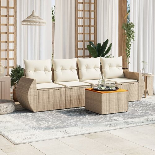 vidaXL 5-dijelni vrtni set sofa s jastucima bež od poliratana Cijene
