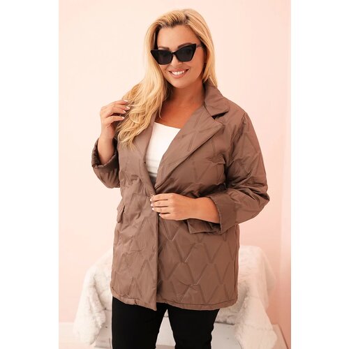Kesi Włoski Plus Size women's quilted jacket with collar and button fango Cijene
