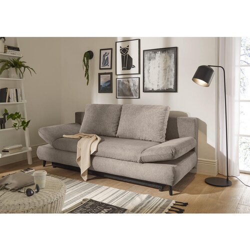 MID.YOU ZOFA S POSTELJNO FUNKCIJO, bež tekstil, leseni material Slike