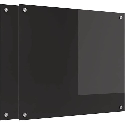  Kuhinjski zid 2 pcs Crna 70 x 60 cm Staklo otporno na udarce Slike