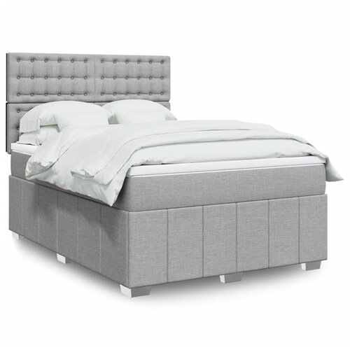 vidaXL Box spring postelja z vzmetnico svetlo siva 140x200 cm blago Cene