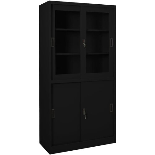  Uredski ormarić s kliznim vratima crni 90 x 40 x 180 cm čelični Cijene