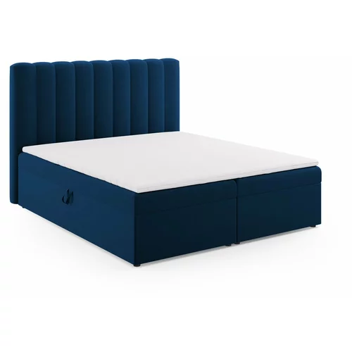 Milo Casa Tamno plavi boxspring krevet s prostorom za pohranu 180x200 cm Gina –