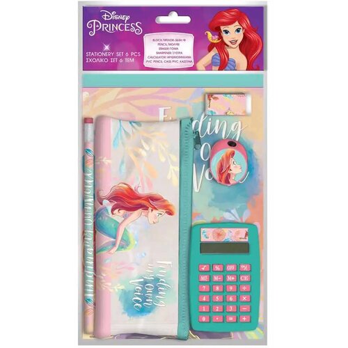 Luna Disney Princeze - Ariel set pribora za pisanje s kalkulatorom, paket od 6 komada Cene