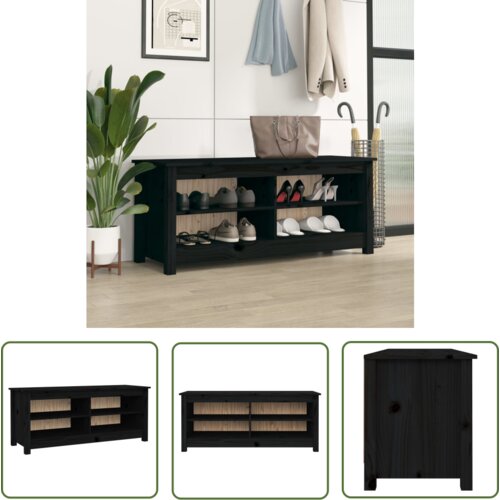 The Living Store Klop za čevlje črna 110x38x45,5 cm trdna borovina - Klop Za Čevlje, (21744664) Cene