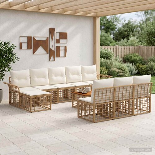  Set vanjskih sofa 11 kom. Prirodna i krema bijela Poliester Cijene