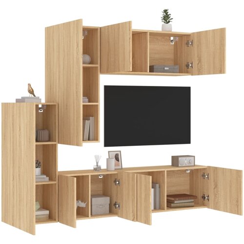  The Living Store Komplet TV omaric 5-delni sonoma hrast inženirski les - Stenska TV Enota, (21555244) Cene