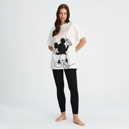 Sinsay - Komplet bombažne pižame Mickey Mouse - Ebenovina