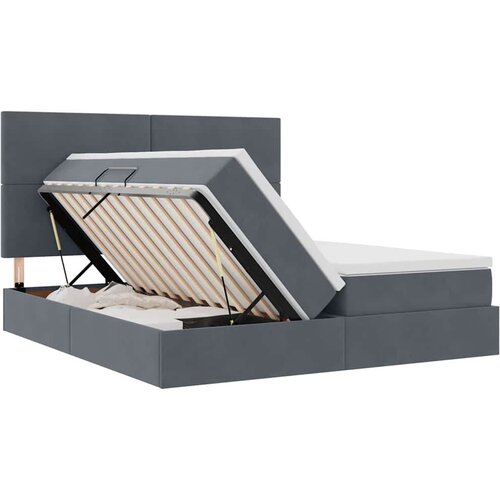  Krevet s od storage s madracem Tamno siva 200 x 200 cm Bar&amp;scaron;un - Tamno siva 200 x 200 cm Gladak dizajn Slike