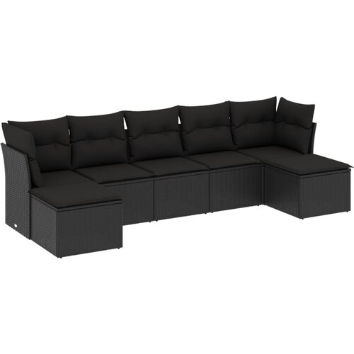 Maison Chic Seti vrtnega pohištva - Vrtna garnitura - Vrtni pohištvo set 7-delna z blazinami črn poli ratan, (21801619) Cene