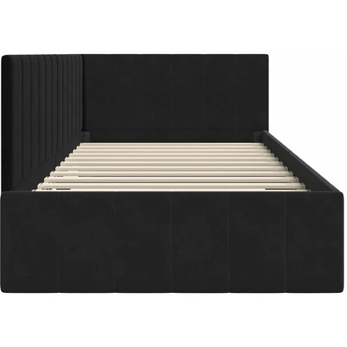  Kutni okvir kreveta s uzglavljem Crna 90 cm x 200 cm Bar&amp;scaron;un Slike