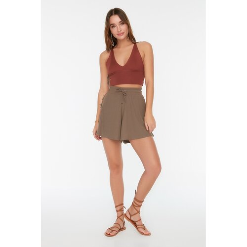 Trendyol Mink Relaxed Fit Regular Waist Wrap/Textured Knitted Shorts Cijene