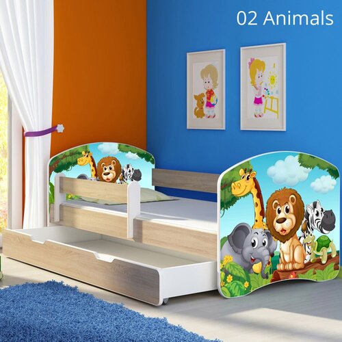 ACMA Dječji krevet s motivom, bočna sonoma + ladica 180x80 cm - 02 Animals Cijene