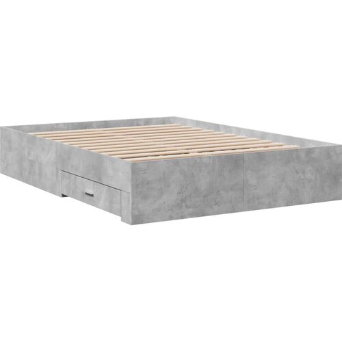 VidaXL Okvir kreveta s ladicama siva boja betona 120x190 cm drveni Slike