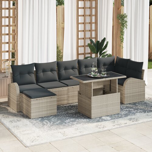 vidaXL 8 delni vrtni sofa set z blazinami svetlo siva poli ratan Cene