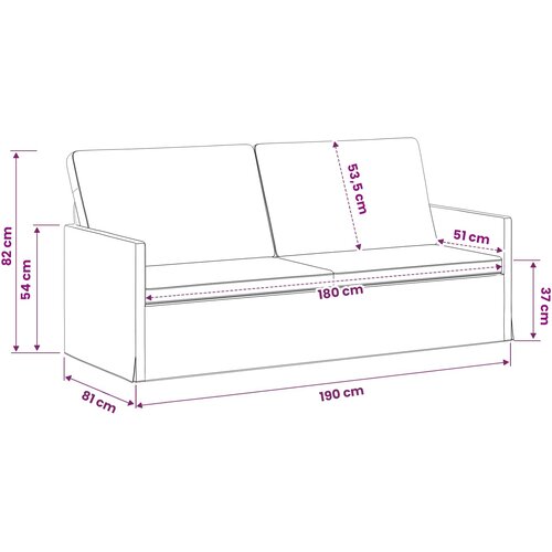 SOFA kavč trosed, blago, črna, 190x81x82 cm Slike