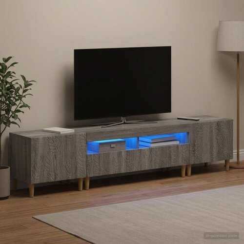  5-dijelni LED TV ormarić Siva Sonoma Konstruirano drvo - Siva Sonoma 100 cm Cene