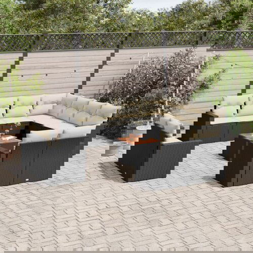 vidaXL 13-dijelni set vrtnih sofa s jastucima poliratan crni Cijene
