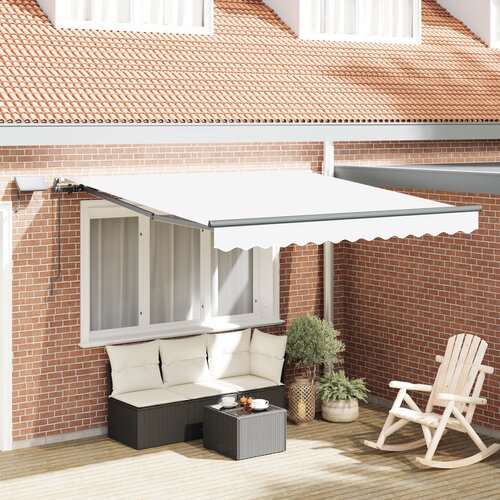 VidaXL Ročna Retraktibilna Tenda z LED Bela 300x250 cm, Nadomestno platno za 3x2,5 m okvir belo Slike