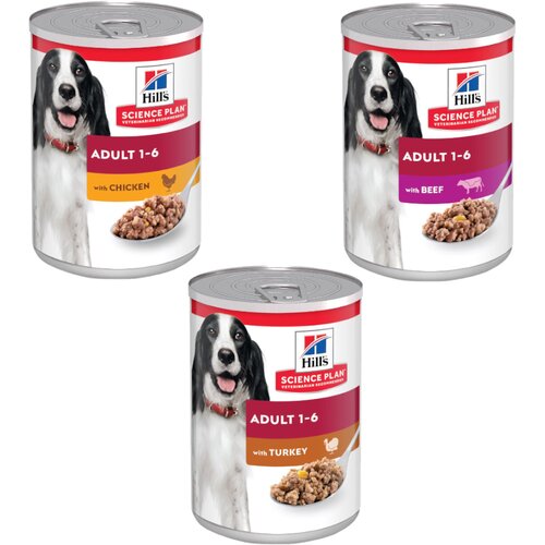 HILL'S SCIENCE Plan Adult - Me&scaron;ano pakiranje: pi&scaron;čanec, puran, govedina (24 x 370 g) Cijene